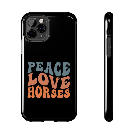 Peace Love Horses Phone Case — Retro Horse Lover Protective Case