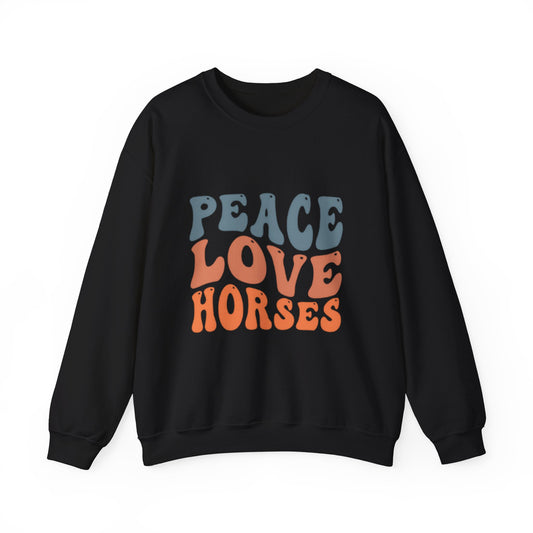 Peace Love Horses Sweatshirt — Retro Equestrian Crewneck