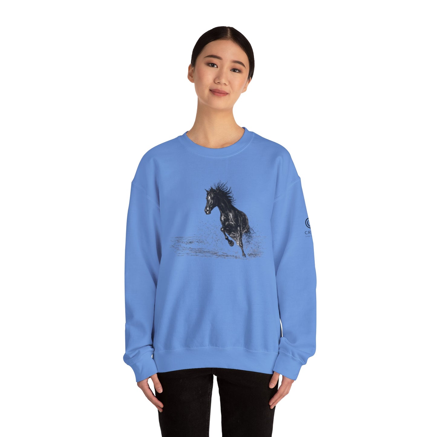 Horse Graphic Crewneck Sweatshirt – Running Horse Sweatshirt