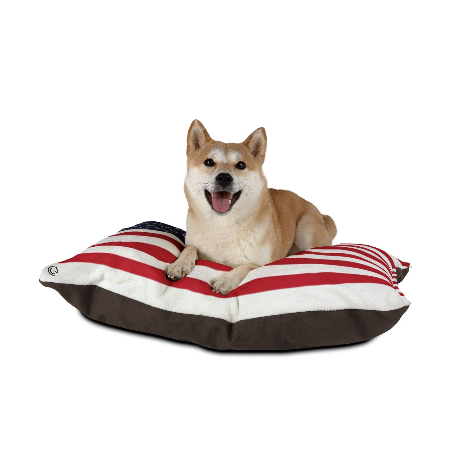 American Flag Pet Bed with Horseshoe Stars – Patriotic Dog & Cat Cushion