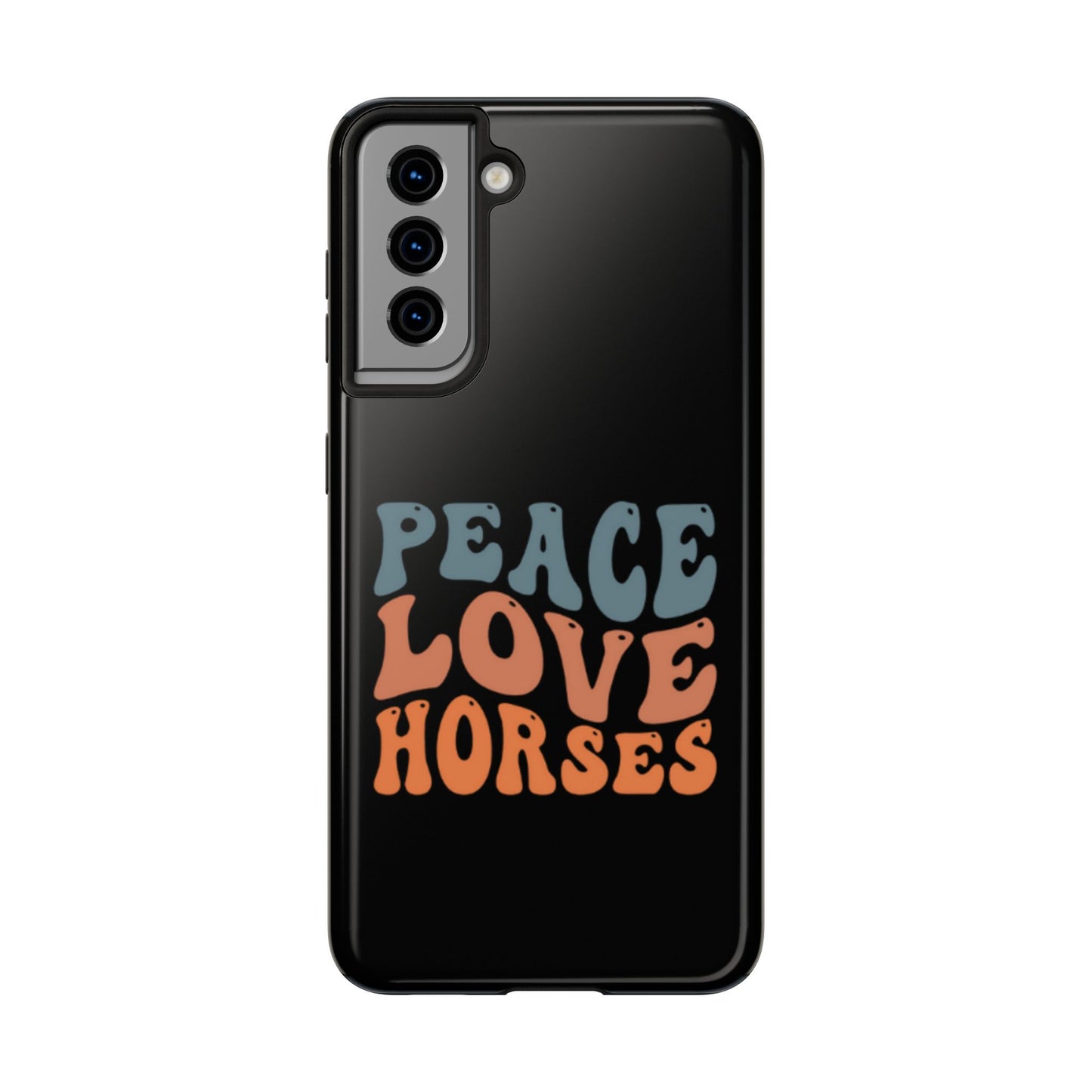 Peace Love Horses Phone Case — Retro Horse Lover Protective Case