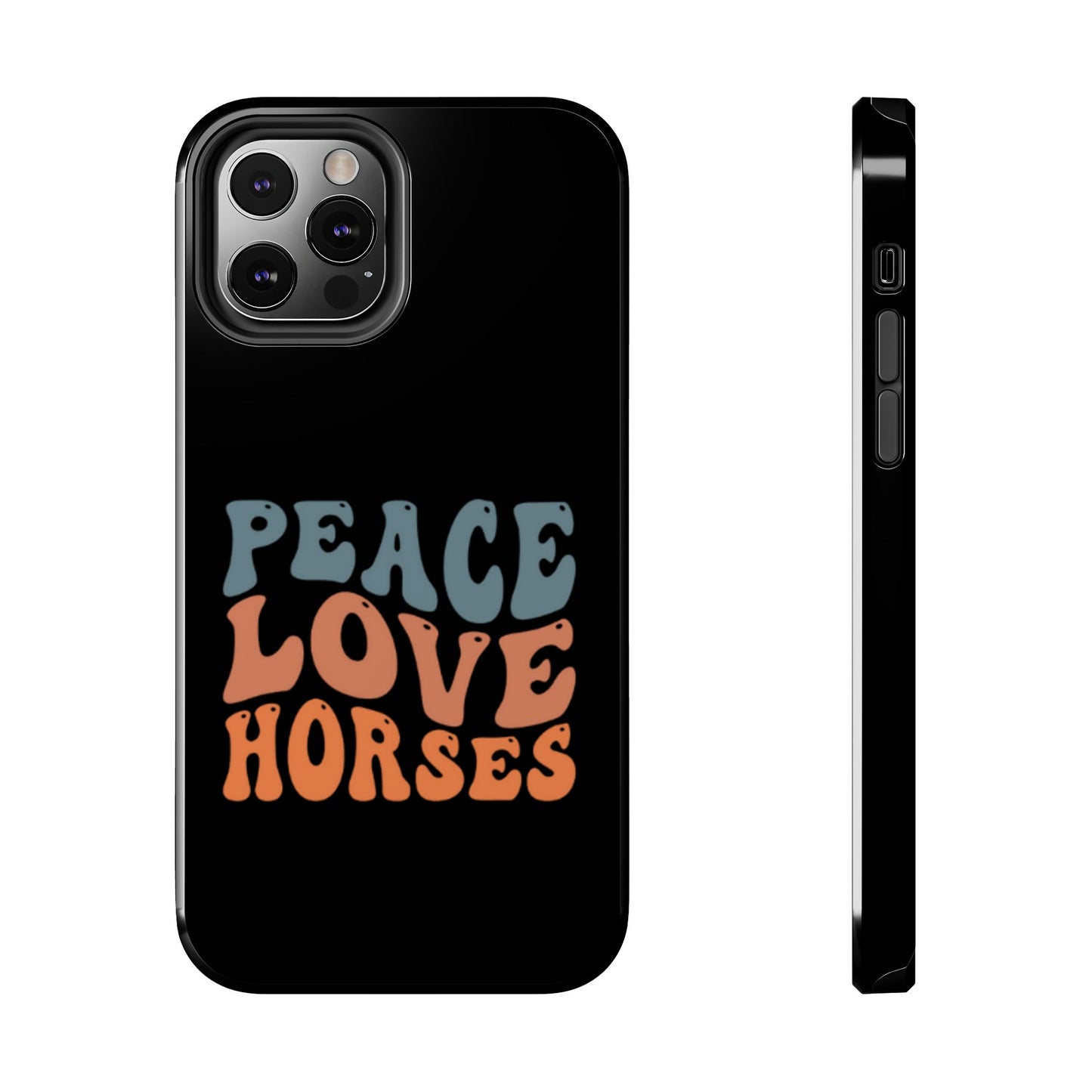 Peace Love Horses Phone Case — Retro Horse Lover Protective Case