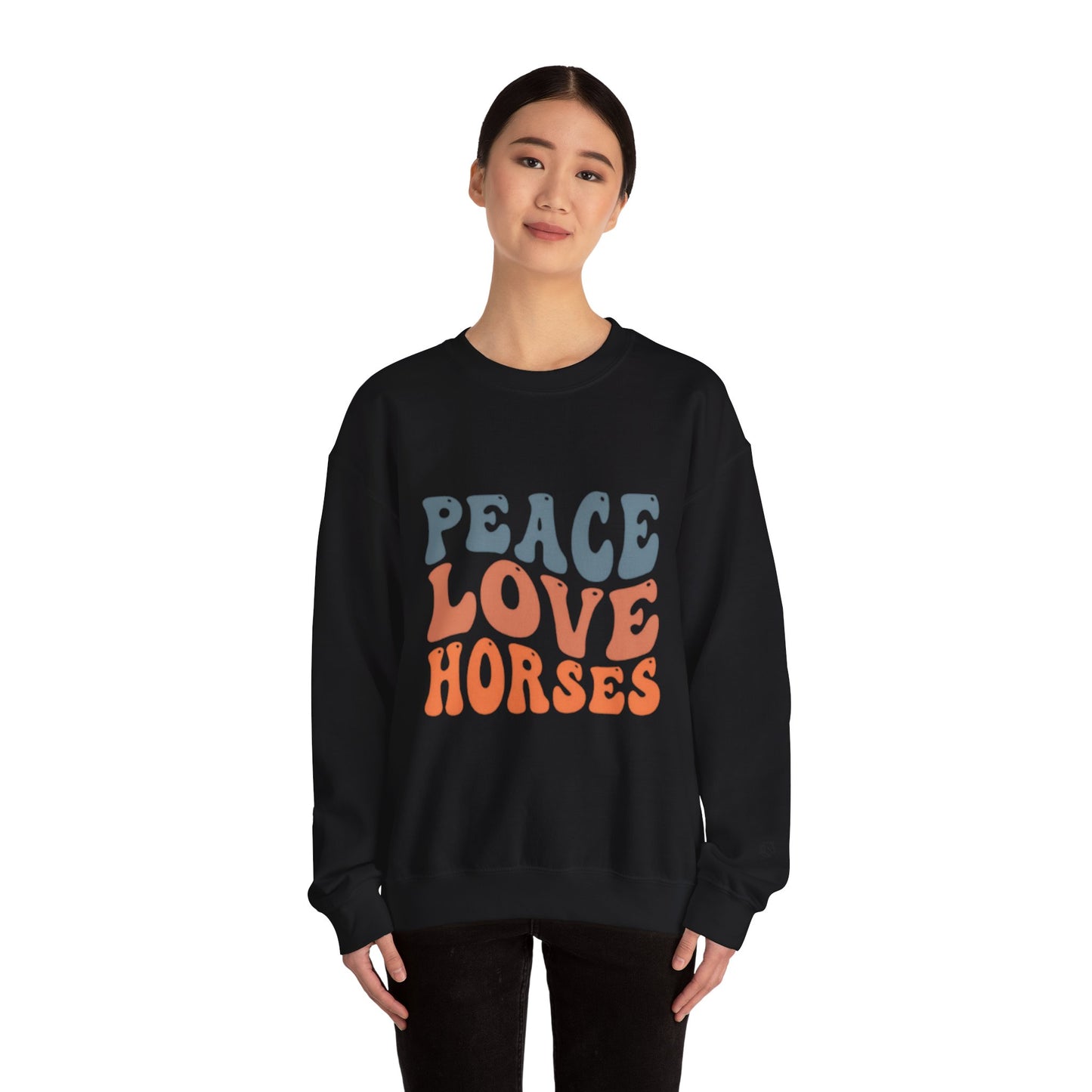 Peace Love Horses Sweatshirt — Retro Equestrian Crewneck