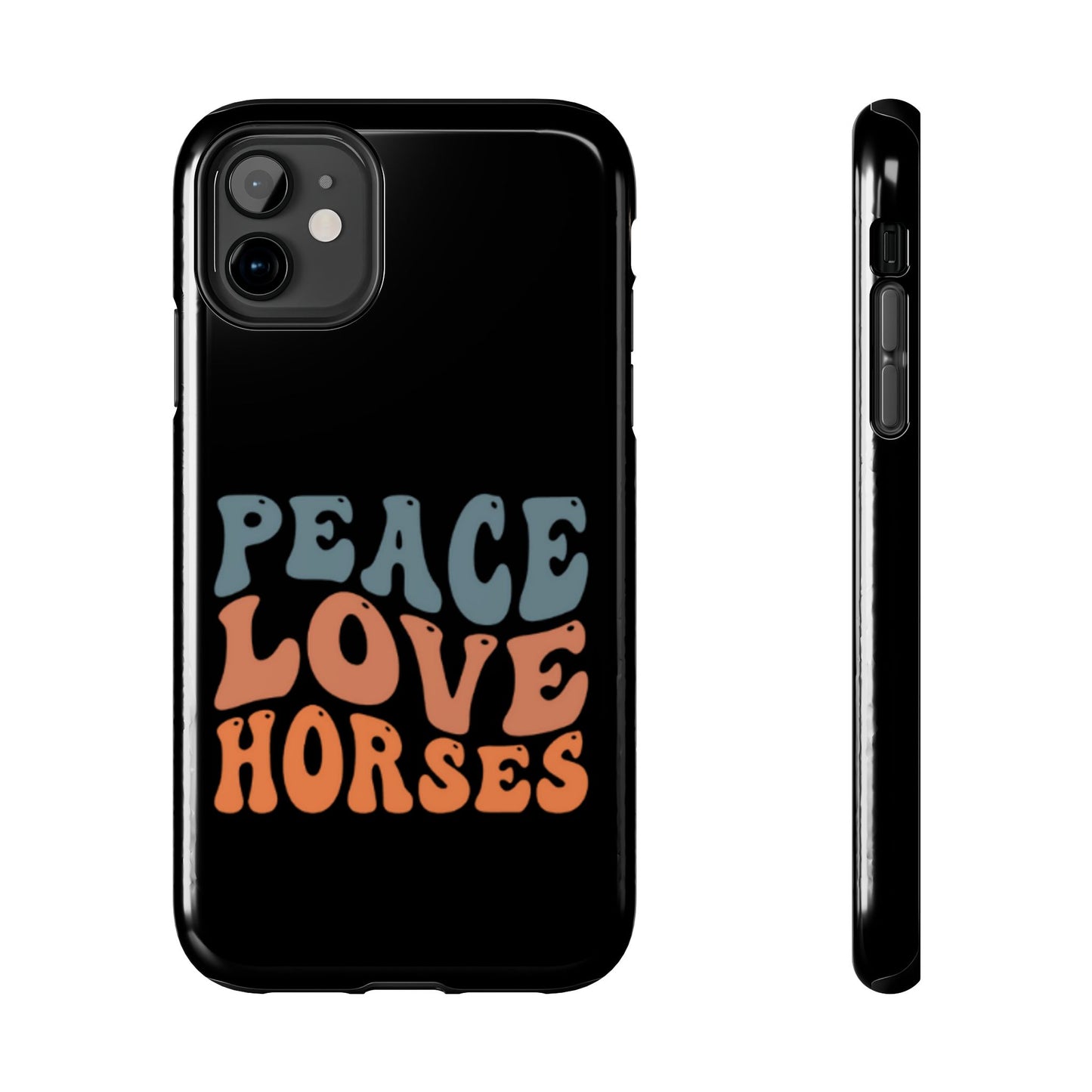 Peace Love Horses Phone Case — Retro Horse Lover Protective Case