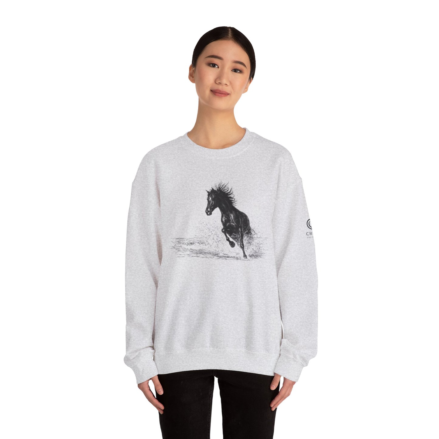 Horse Graphic Crewneck Sweatshirt – Running Horse Sweatshirt