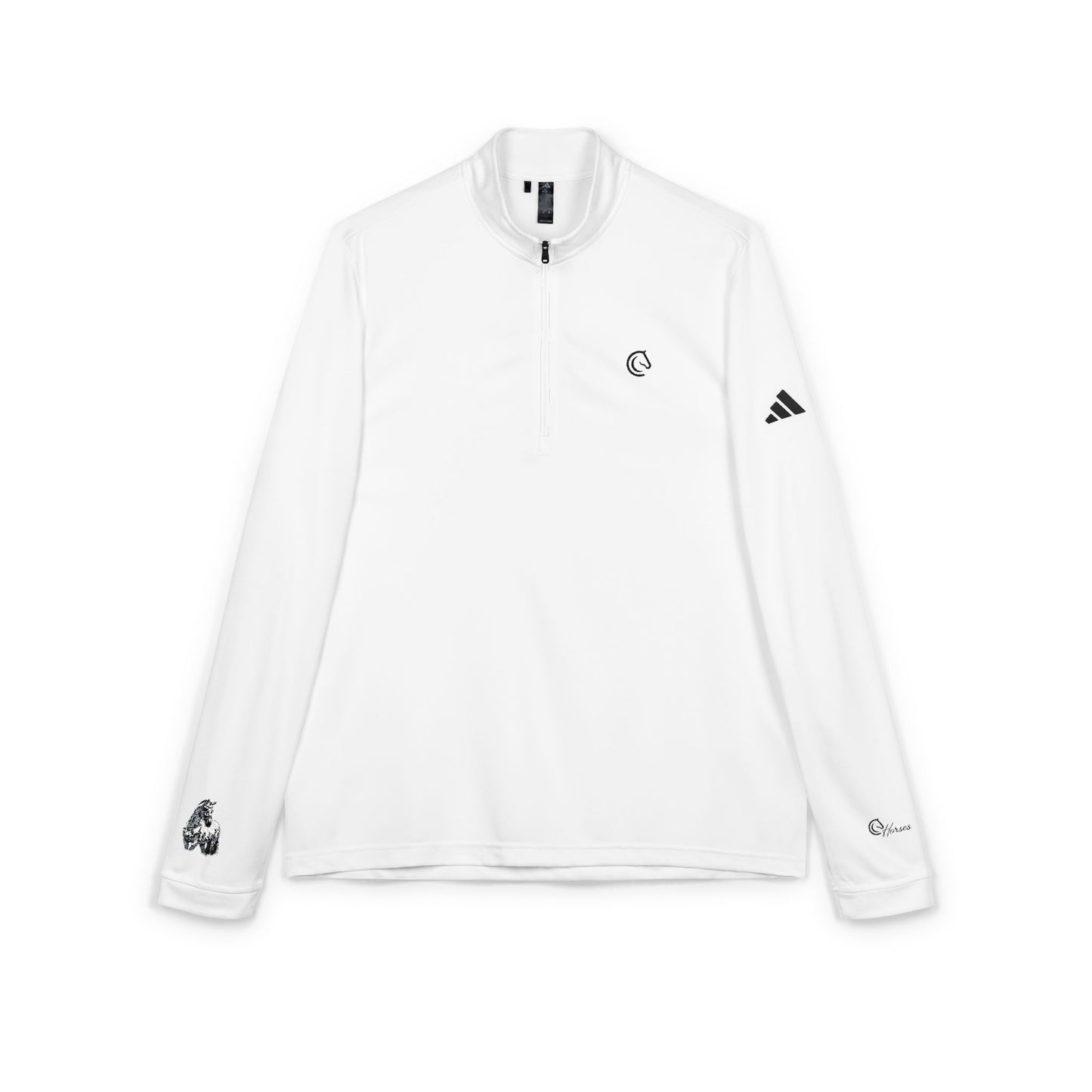 Embroidered adidas Quarter-Zip Pullover — Lightweight Performance Riding Top