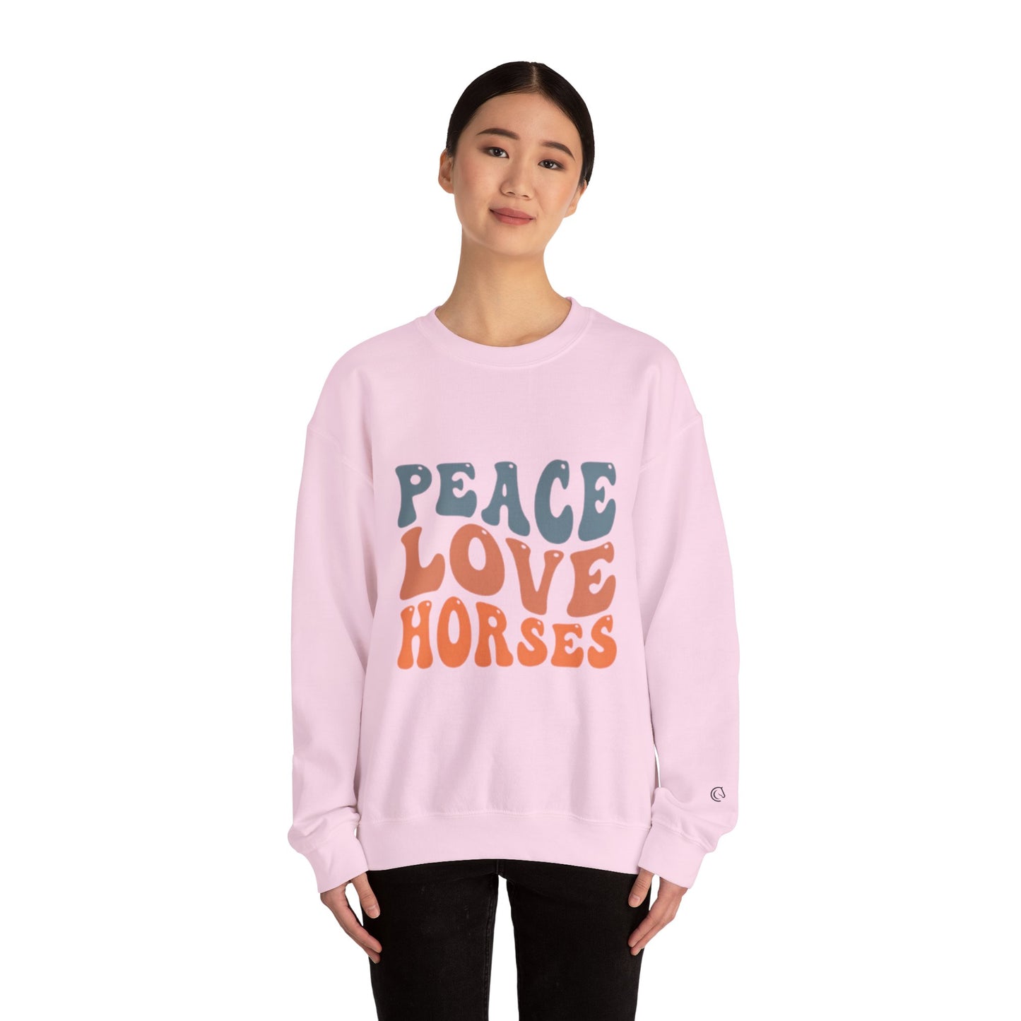 Peace Love Horses Sweatshirt — Retro Equestrian Crewneck