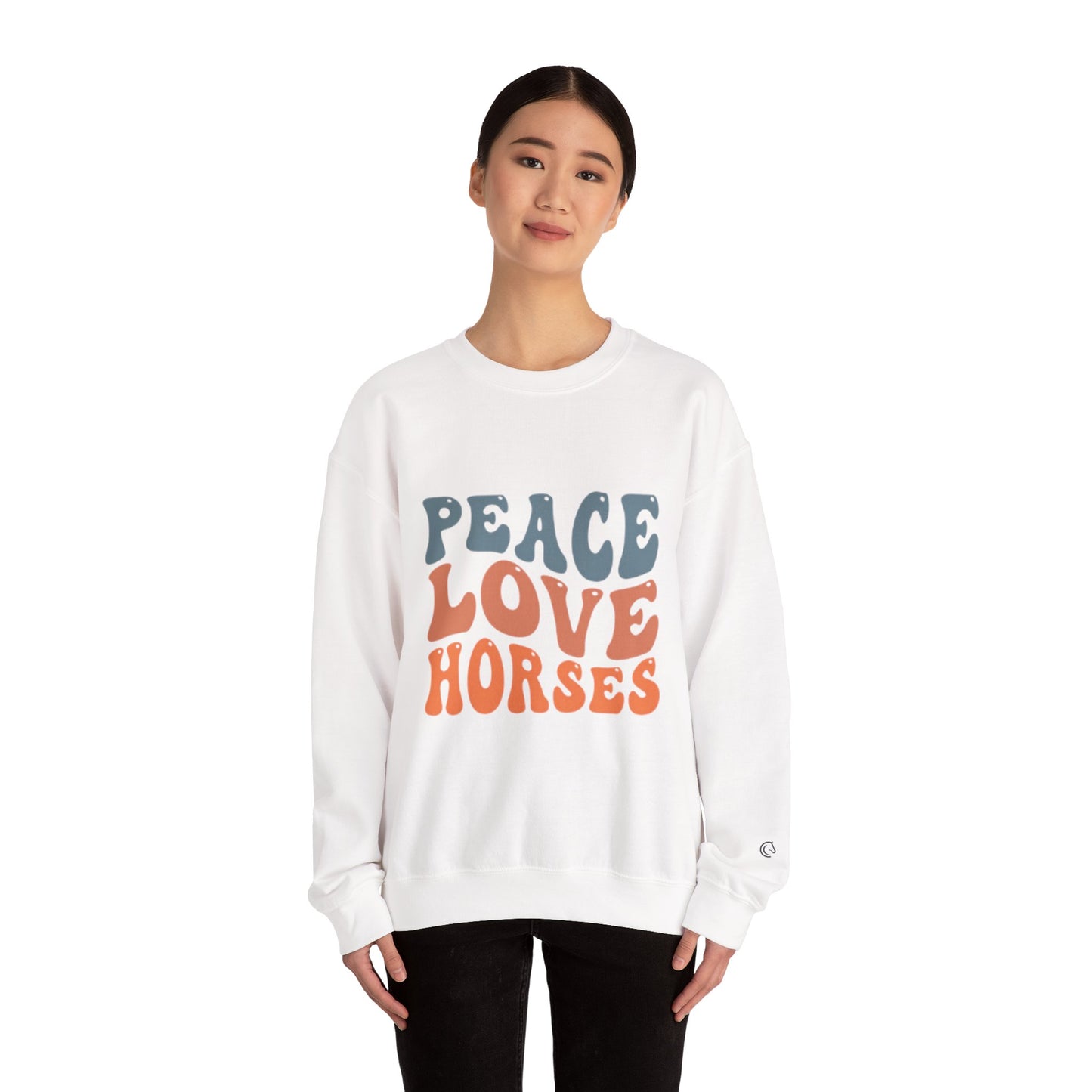 Peace Love Horses Sweatshirt — Retro Equestrian Crewneck