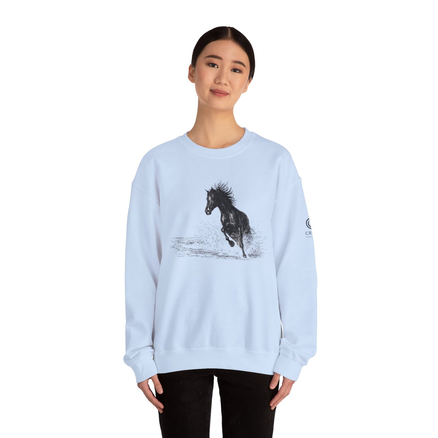 Horse Graphic Crewneck Sweatshirt – Running Horse Sweatshirt