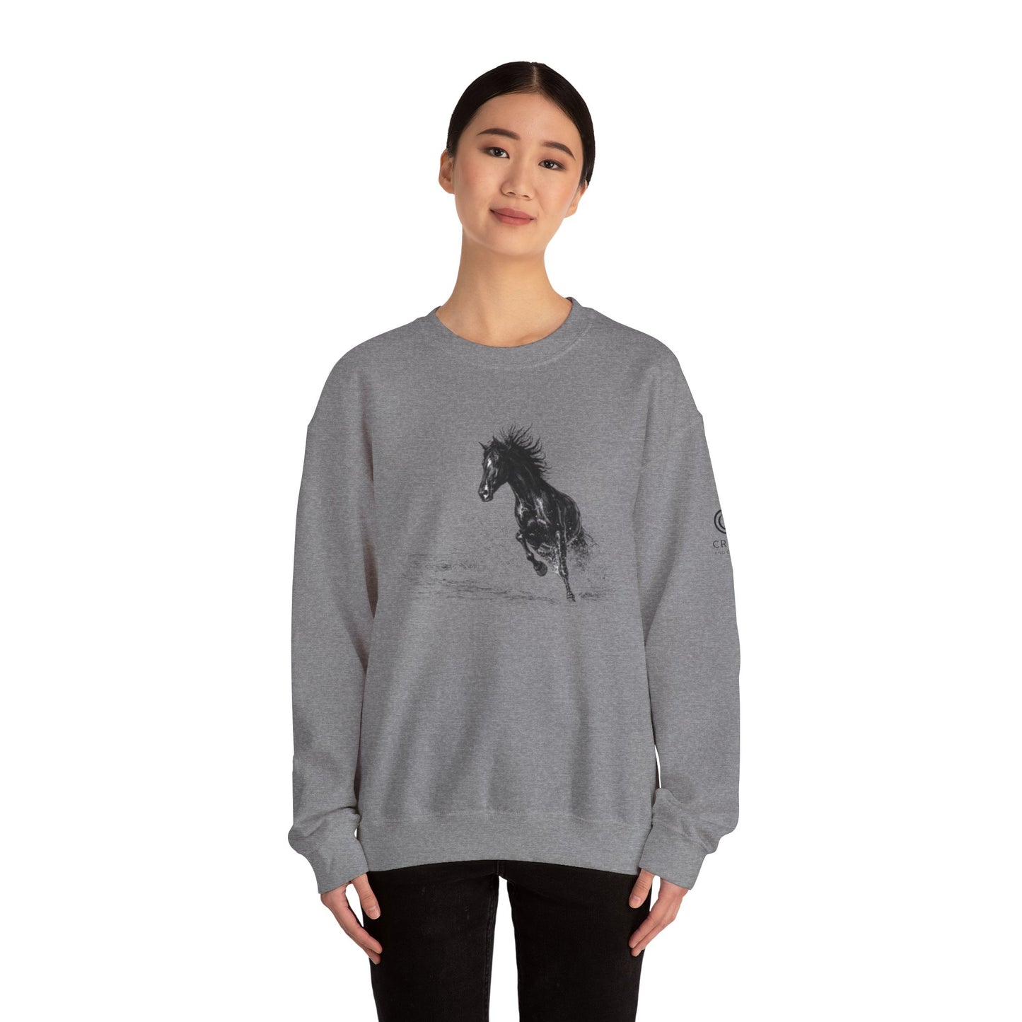 Horse Graphic Crewneck Sweatshirt – Running Horse Sweatshirt