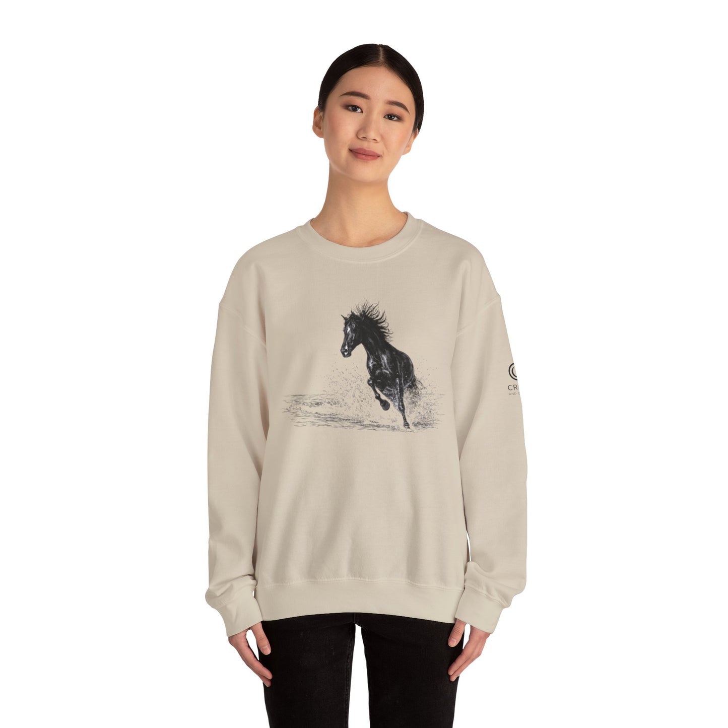 Horse Graphic Crewneck Sweatshirt – Running Horse Sweatshirt