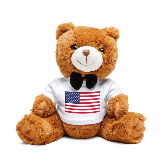 American Flag Teddy Bear Dog Plush — Patriotic Stuffed Bear with T-Shirt