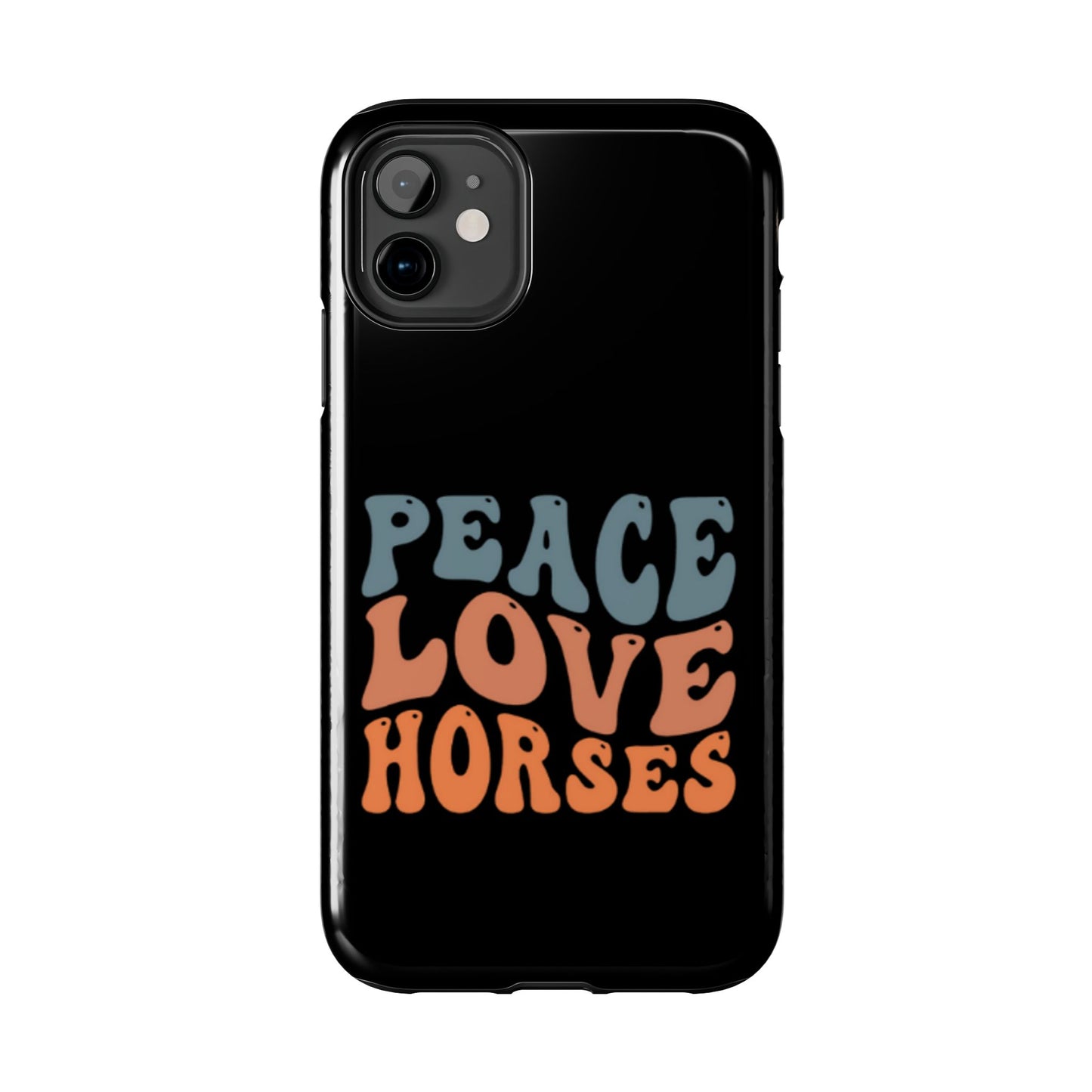 Peace Love Horses Phone Case — Retro Horse Lover Protective Case