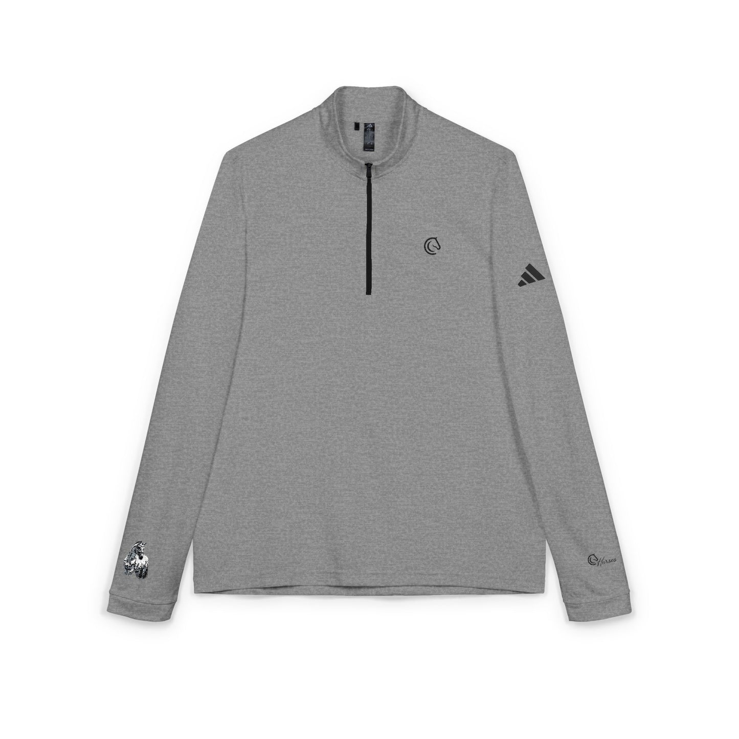 Embroidered adidas Quarter-Zip Pullover — Lightweight Performance Riding Top