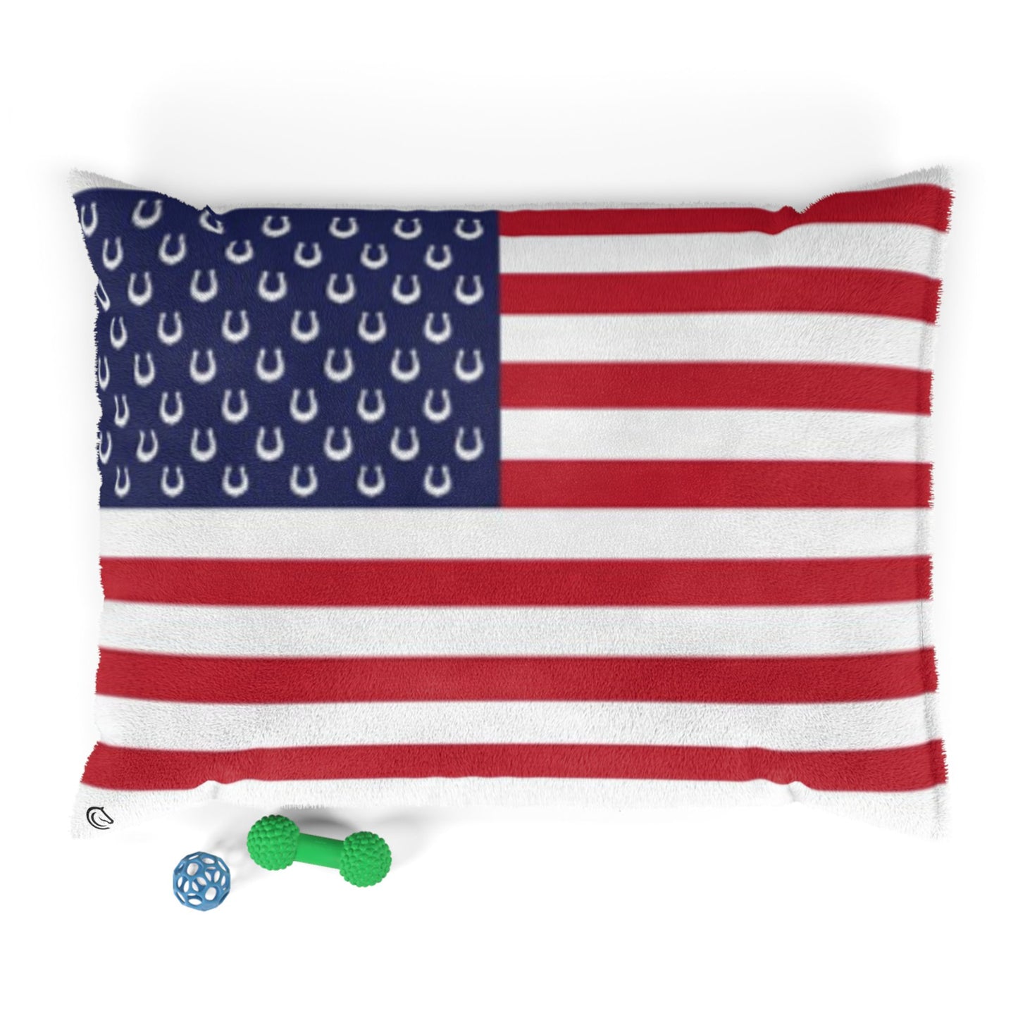 American Flag Pet Bed with Horseshoe Stars – Patriotic Dog & Cat Cushion