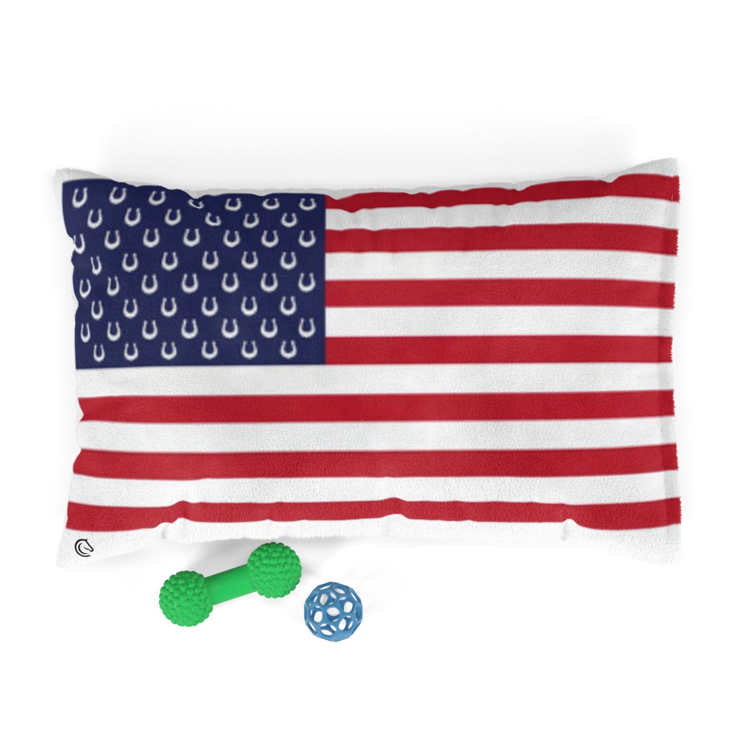 American Flag Pet Bed with Horseshoe Stars – Patriotic Dog & Cat Cushion