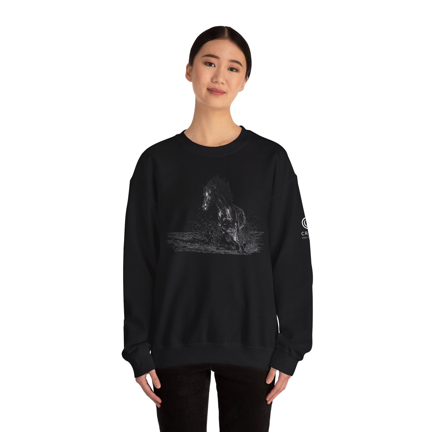 Horse Graphic Crewneck Sweatshirt – Running Horse Sweatshirt