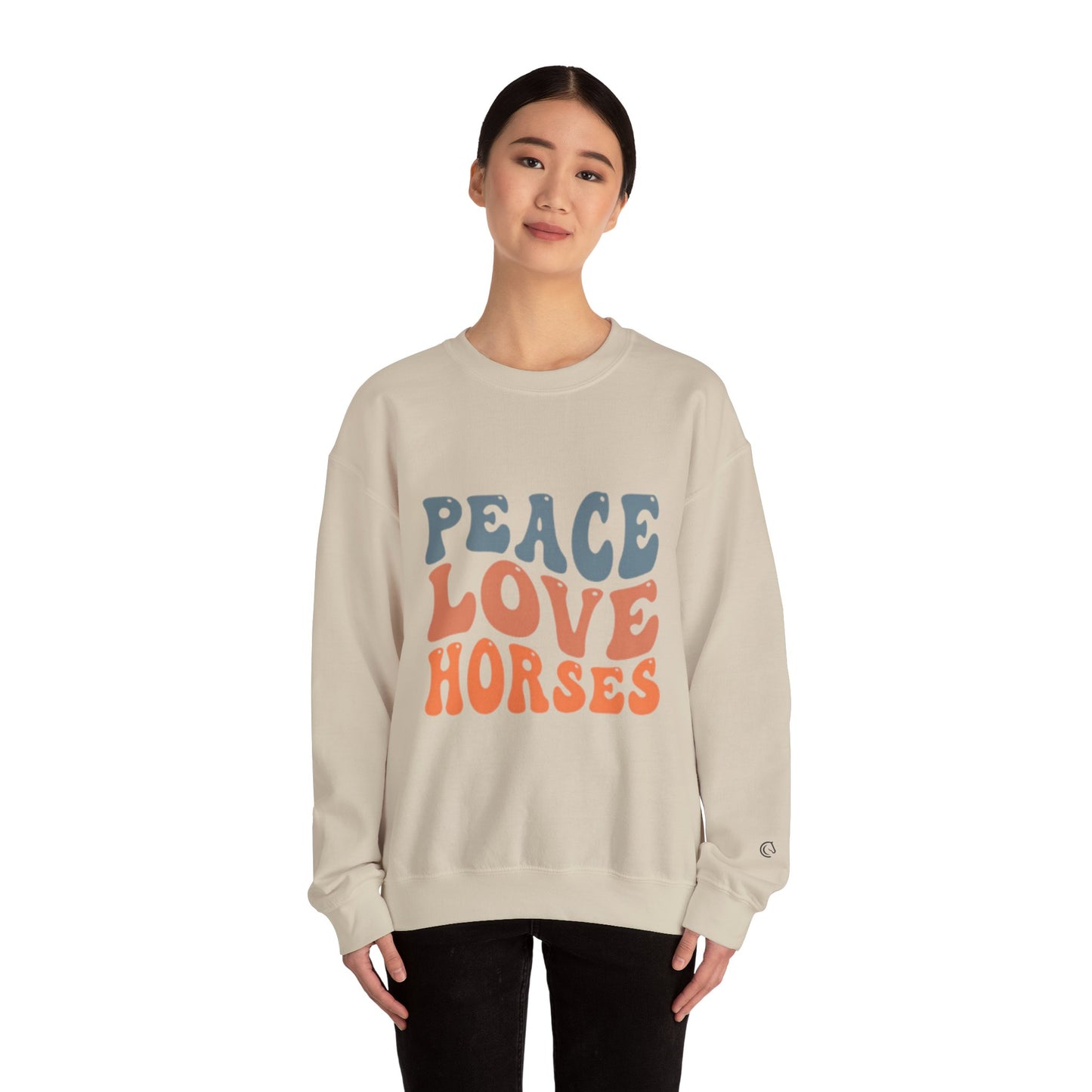 Peace Love Horses Sweatshirt — Retro Equestrian Crewneck