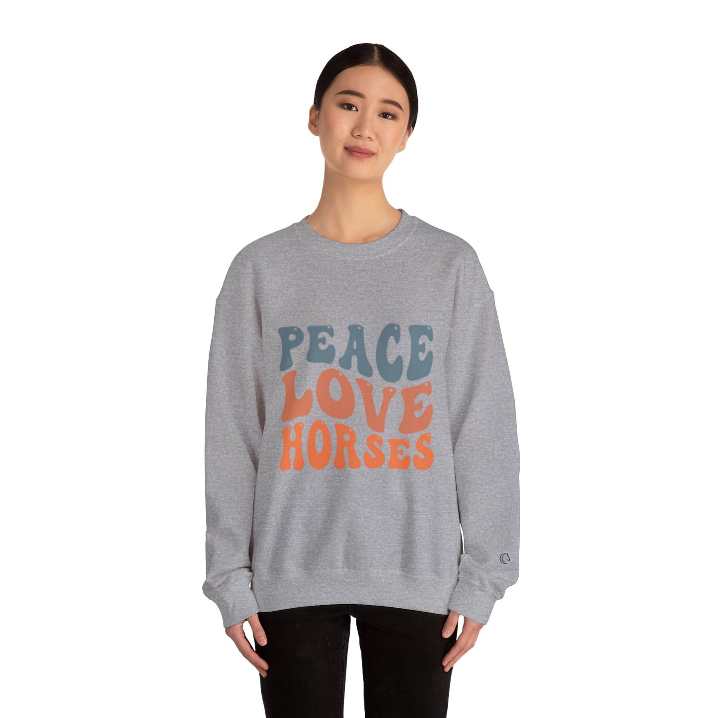 Peace Love Horses Sweatshirt — Retro Equestrian Crewneck