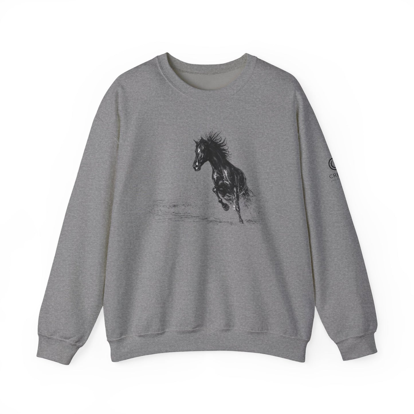 Horse Graphic Crewneck Sweatshirt – Running Horse Sweatshirt