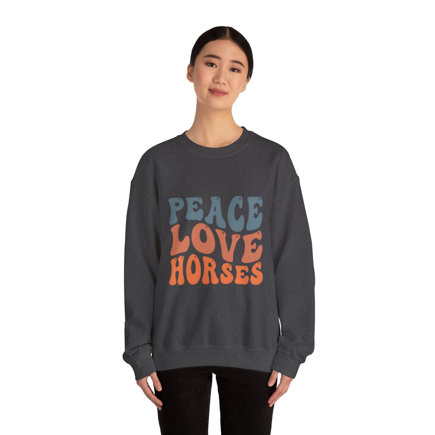 Peace Love Horses Sweatshirt — Retro Equestrian Crewneck