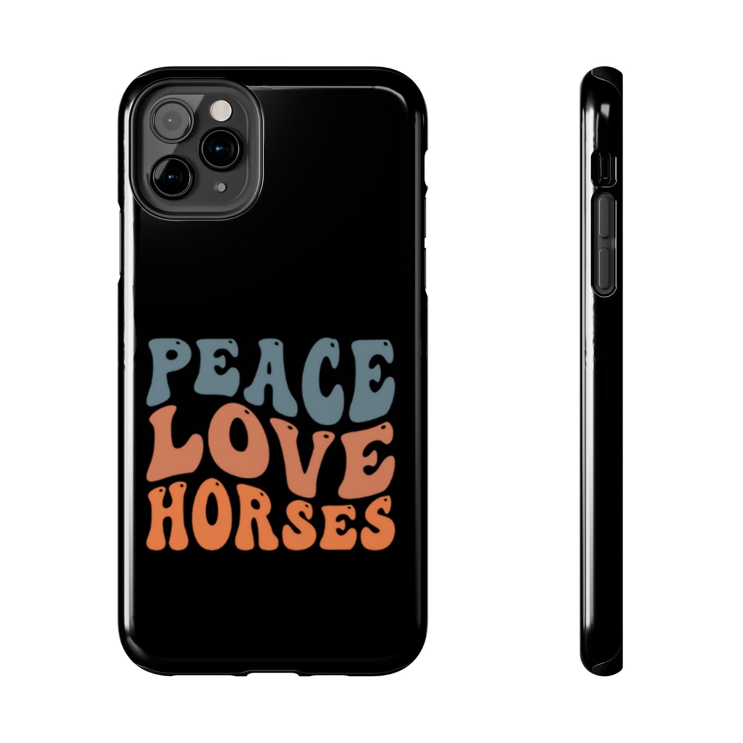 Peace Love Horses Phone Case — Retro Horse Lover Protective Case