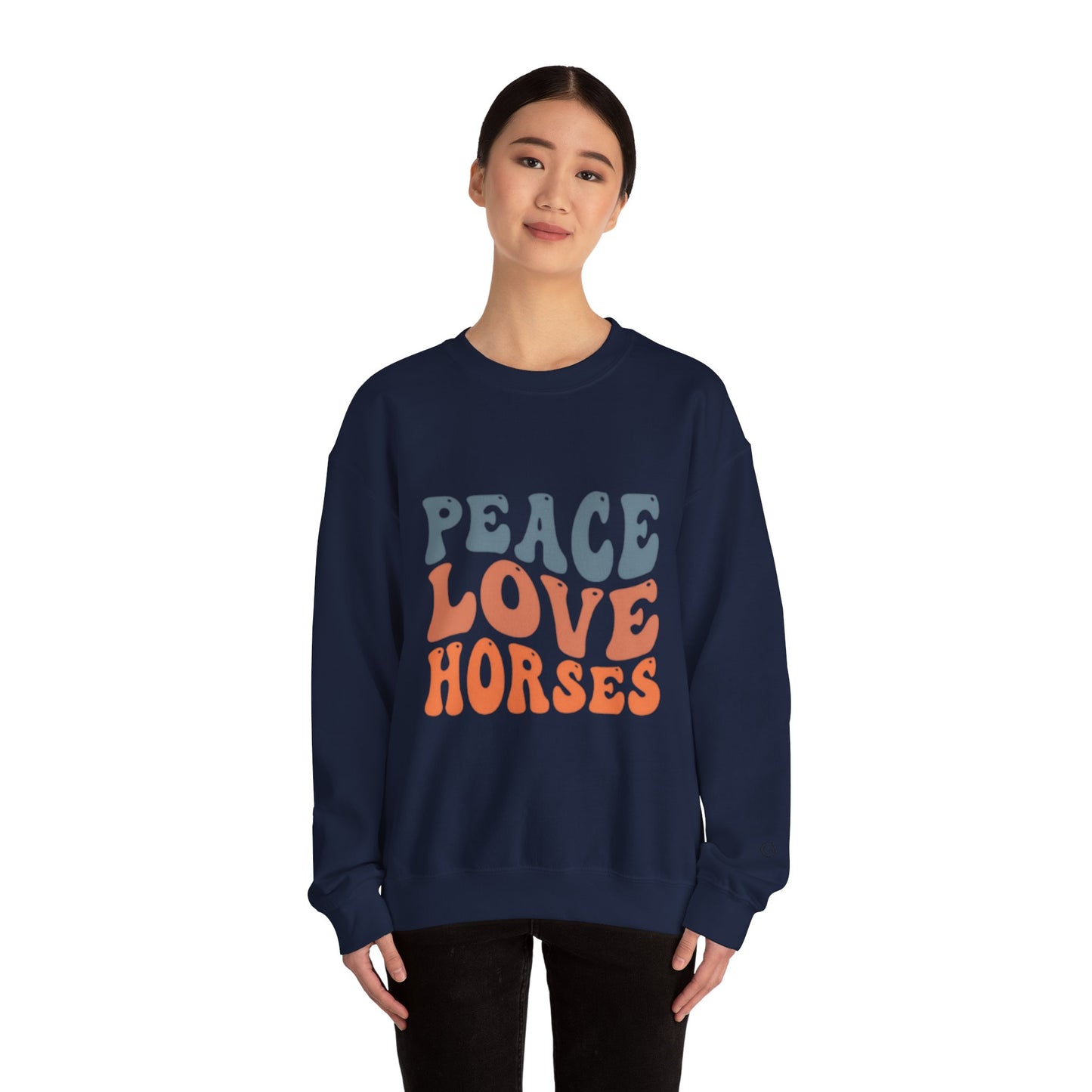 Peace Love Horses Sweatshirt — Retro Equestrian Crewneck